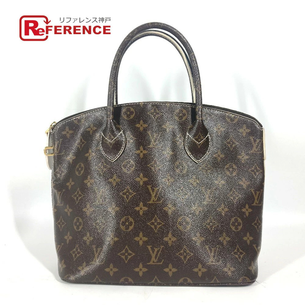 LOUIS VUITTON Shiny Monogram Lockit Tote Bag Shoulder Handbag Brown